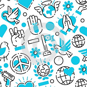 Peace blue love world freedom international free care hope seamless pattern vector illustration