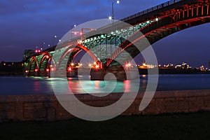 Peace Bridge with Red and Green Lights