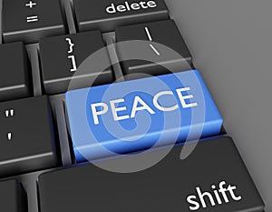 Peace conceptual. Word PEACE on computer key
