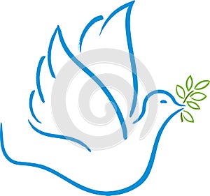 Peace dove flying. Soft color and modulate lines