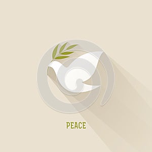 Peace dove with olive branch. Vector illustration