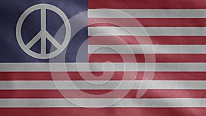 Peace flag USA waving. American peaceful banner. Pacifist united states ensign