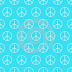 Peace flat vector seamless pattern. Blue Peaceful background