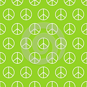 Peace flat vector seamless pattern. Green Peaceful background