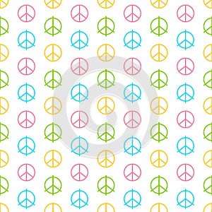 Peace flat vector seamless pattern. Multicolored Peaceful background