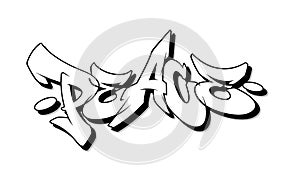 Peace font in graffiti style. Vector illustration.