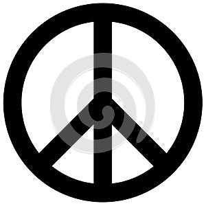 Peace, Freedom symbol in black on white background