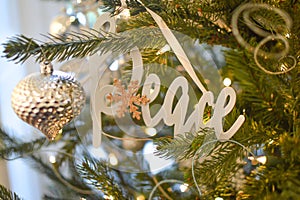 Peace - Silver Christmas Tree Ornament - Decoration