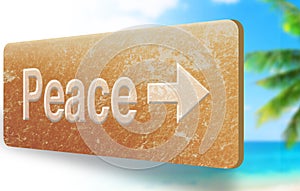 Peace grunge sign with a beach on background