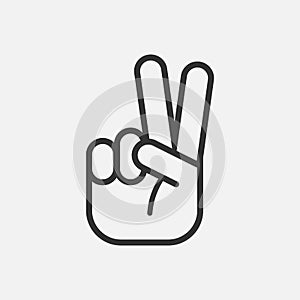 Peace hand gesture icon isolated on white background. Vector illustration