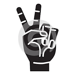 Peace hand sign icon, simple style