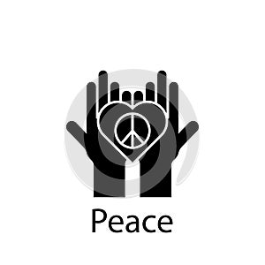 peace, heart, hands icon. Element of Peace and humanrights icon. Premium quality graphic design icon. Signs and symbols collection