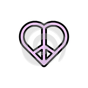 Peace, heart, love icon. Simple color with outline vector elements of flower children icons for ui and ux, website or mobile