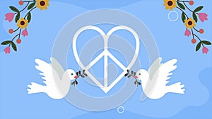 peace heart symbol with doves