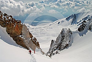 Winter landscape on the mountain. Snow and peace at high altitude - Erciyes volcano, landmark attraction in Turkey