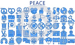 Peace and human rights blue color icon set