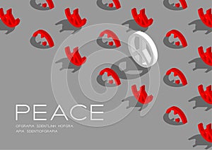 Peace icon 3d isometric pattern,  Pray and Stop war concept design poster and social banner post horizontal illustration isolated