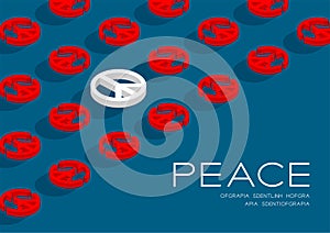 Peace icon 3d isometric pattern, Pray and Stop war concept design poster and social banner post horizontal illustration isolated