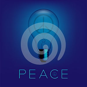 Peace icon Incandescent light switch off, Peaceful Pray and Stop war concept design illustration isolated on blue gradient