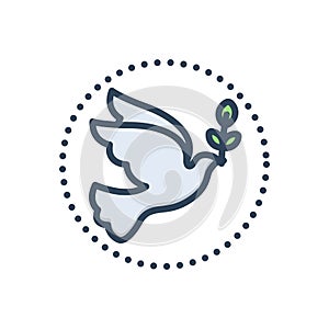 Color illustration icon for Peace, pigeon and dove