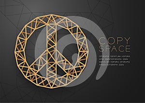 Peace icon wireframe Polygon golden frame structure pattern, Peaceful Pray and Stop war concept design illustration isolated on