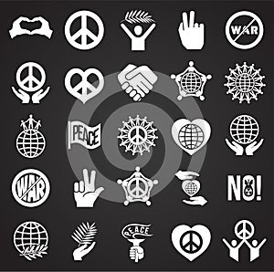 Peace icons set on black background for graphic and web design. Simple vector sign. Internet concept symbol for website