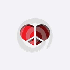 peace and love heart symbol vector