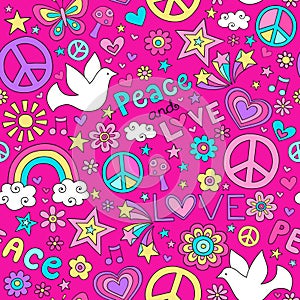 Peace and Love Seamless Pattern Vector