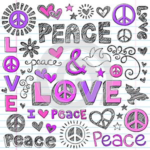 Peace & Love Sketchy Doodles Vector
