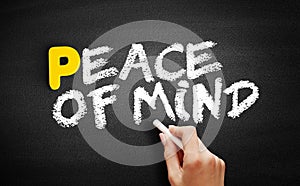 Peace of Mind text on blackboard