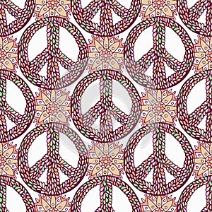 Peace pattern. Creative doodle background. Vector