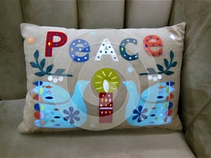 Peace Pillow on Couch