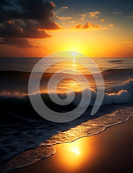 The Peace of the Sea with the Golden Hour at the Beach.