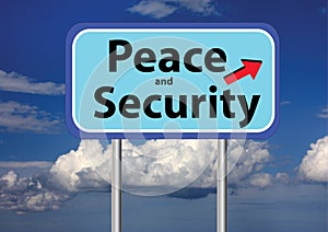 Peace and security sign and blue cloudy sky