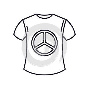 Peace shirt icon, linear isolated illustration, thin line vector, web design sign, outline concept symbol with editable