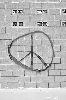 Peace Sign Cinder Block Wall