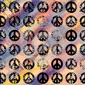 Peace sign on grunge background. Vector image.