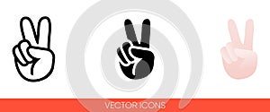 Peace sign hand with fingers icon. Isolated vector sign symbol.