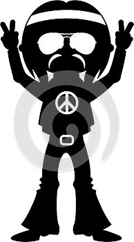 Peace Sign Happy Hippy Boy Silhouette