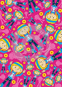 Peace Sign Happy Hippy Girl Pattern