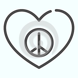 Peace sign in heart shape line icon. Pacific heart vector illustration isolated on white. Heart with peace symbol