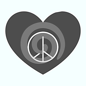 Peace sign in heart shape solid icon. Pacific heart vector illustration isolated on white. Heart with peace symbol glyph