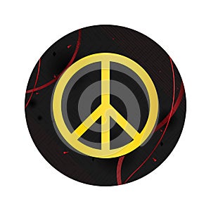 Peace sign icon elegant black round button