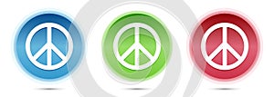 Peace sign icon glass round buttons set illustration