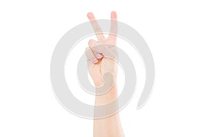 Peace sign isolated on white background,pacifist concept