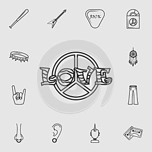 Peace sign with love icon. Detailed set of life style icons. Premium quality graphic design. One of the collection icons for websi