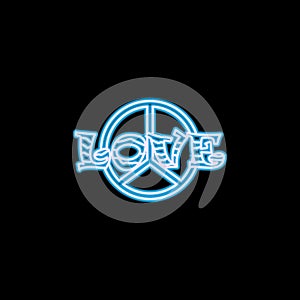 Peace sign with love icon in neon style. One of Life style collection icon can be used for UI, UX