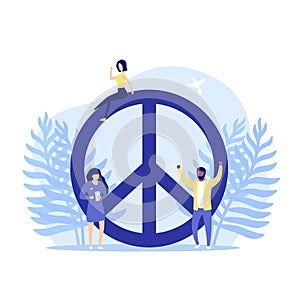 peace sign and people, vector illustration