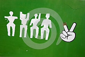 Peace sign with pictos