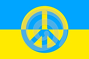 Peace Sign with Ukrainian Flag Colours yellow abd blue. Symbol of Peace with Flag of Ukraine. Peace for Ukraine